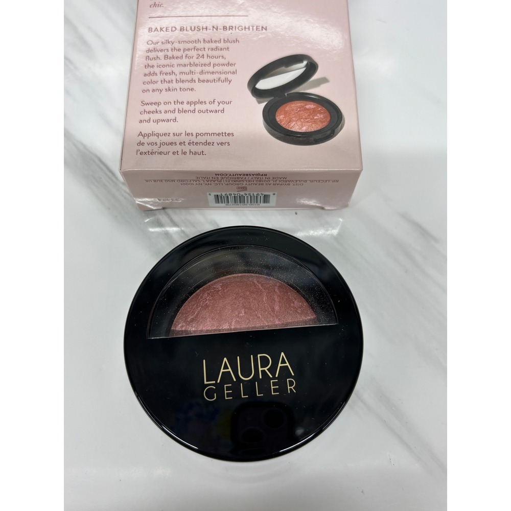 Laura Geller Baked Blush-N-Brighten Pink Grapefruit Satin Finish Marbleized 4.5g